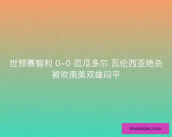 世预赛智利 0-0 厄瓜多尔 瓦伦西亚绝杀被吹南美双雄闷平