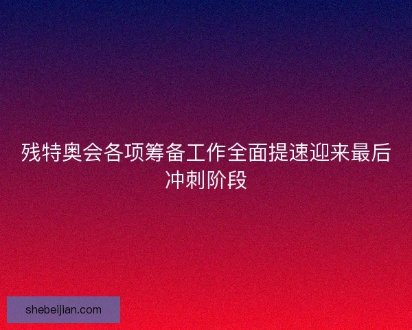 残特奥会各项筹备工作全面提速迎来最后冲刺阶段